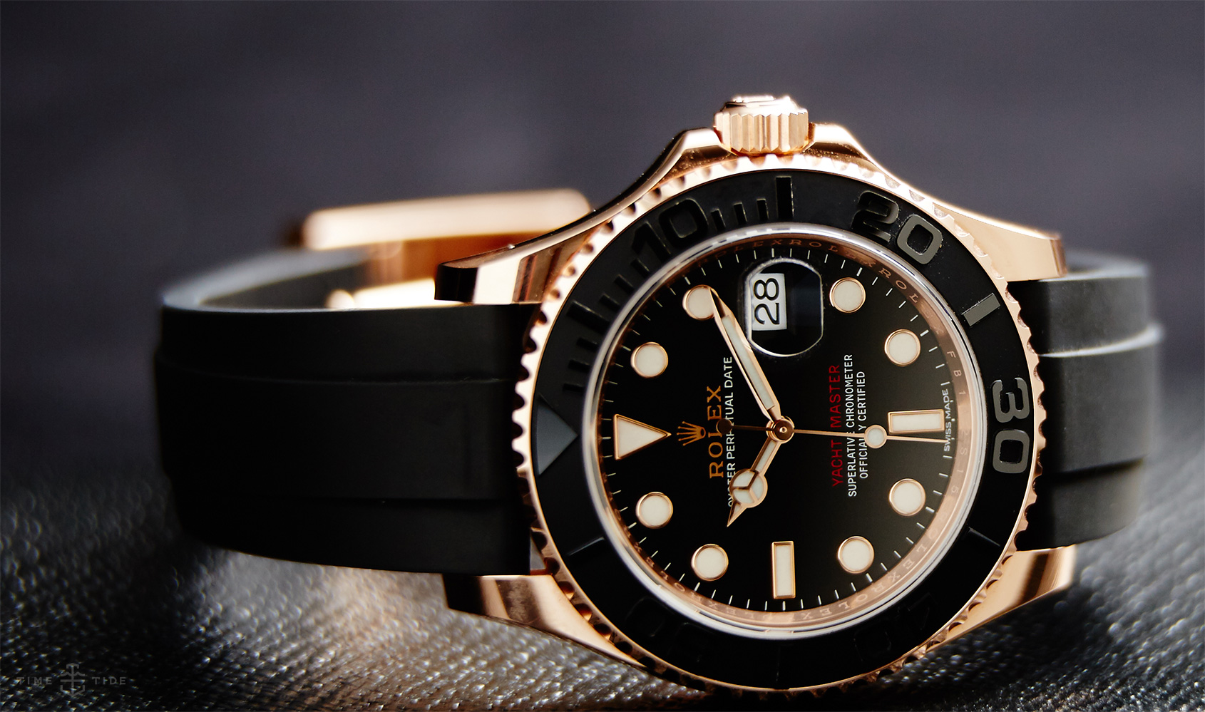 The black Oysterflex strap makes the best copy Rolex more dynamic.