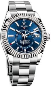 The durable fake Rolex Sky-Dweller 326934 watches are made from white gold and Oystersteel.