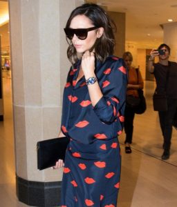 Victoria Beckham wears the blue dial fake Rolex watch.